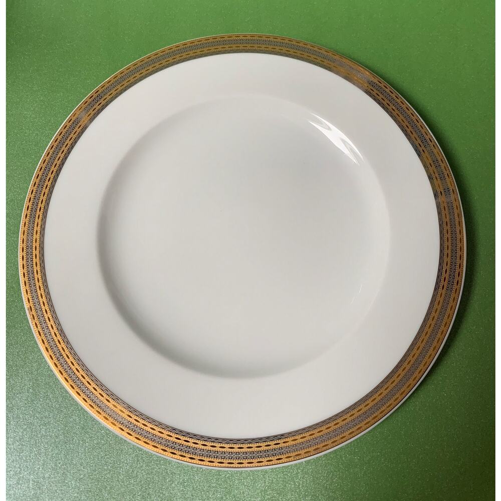 Vintage Karolina Salad Plates (2 pcs): Gold Platinum Band Porcelain